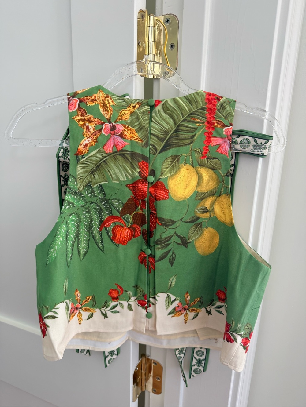 H&M Green Floral Midi tie waist Skirt and Top - s - Picture 4 of 5